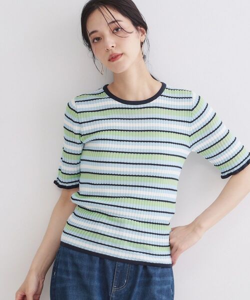 OPAQUE.CLIP / オペーク ドット クリップ ニット・セーター | マルチボーダーリブニット【洗濯機OK／抗ピル】 | 詳細5