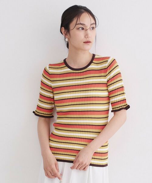 OPAQUE.CLIP / オペーク ドット クリップ ニット・セーター | マルチボーダーリブニット【洗濯機OK／抗ピル】 | 詳細9