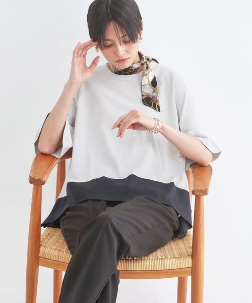 OPAQUE.CLIP / オペーク ドット クリップ ニット・セーター | 配色フレアシルエットニット（グレージュ(550)）