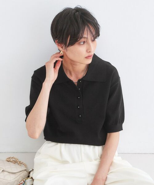 OPAQUE.CLIP / オペーク ドット クリップ ニット・セーター | ビッグポロ衿ニット【洗濯機OK】（ブラック(019)）