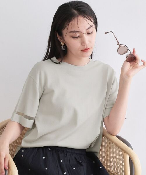 OPAQUE.CLIP / オペーク ドット クリップ ニット・セーター | UV／接触冷感 袖口ラインシアーニット【洗濯機OK／抗ピル】（ライトグレー(011)）