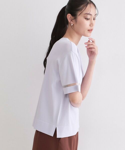 OPAQUE.CLIP / オペーク ドット クリップ ニット・セーター | UV／接触冷感 袖口ラインシアーニット【洗濯機OK／抗ピル】（ラベンダー(080)）