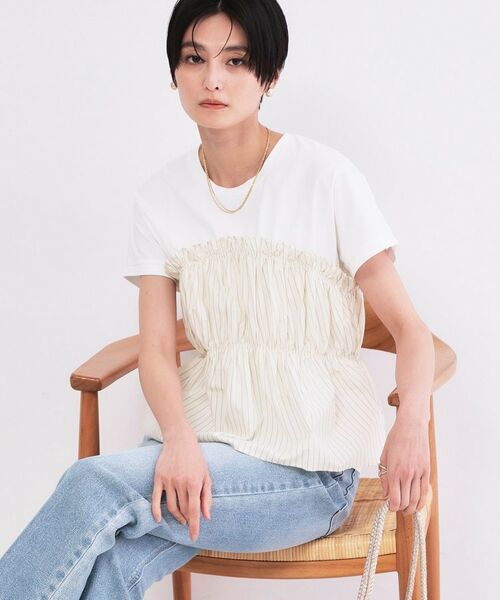 OPAQUE.CLIP / オペーク ドット クリップ カットソー | ビスチェドッキングTシャツ【洗濯機OK】（アイボリー(504)）