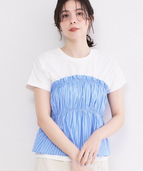 OPAQUE.CLIP / オペーク ドット クリップ カットソー | ビスチェドッキングTシャツ【洗濯機OK】（ブルー(591)）