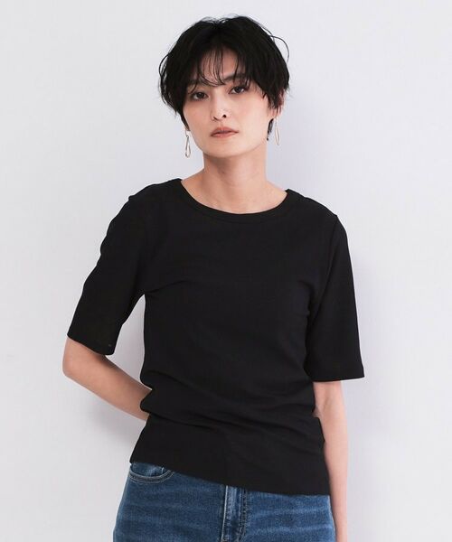 OPAQUE.CLIP / オペーク ドット クリップ カットソー | シアーメランジリブカットソー【洗濯機OK】（ブラック(019)）