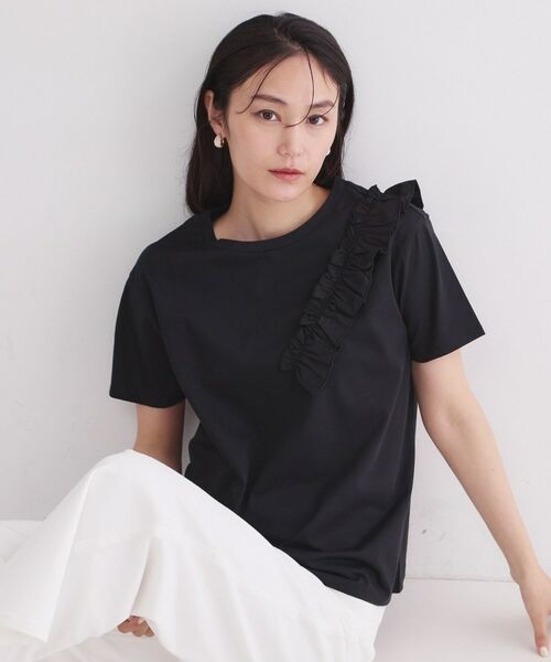 OPAQUE.CLIP / オペーク ドット クリップ カットソー | UV フリルショルダーカットソー【洗濯機OK／接触冷感】（ブラック(019)）