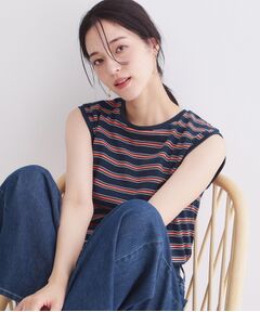 OPAQUE.CLIP / オペーク ドット クリップ カットソー | マルチボーダーアソート ノースリーブTシャツ【洗濯機OK】