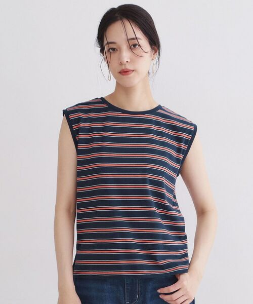 OPAQUE.CLIP / オペーク ドット クリップ カットソー | マルチボーダーアソート ノースリーブTシャツ【洗濯機OK】 | 詳細13