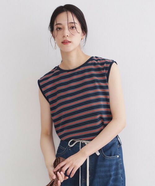 OPAQUE.CLIP / オペーク ドット クリップ カットソー | マルチボーダーアソート ノースリーブTシャツ【洗濯機OK】 | 詳細9