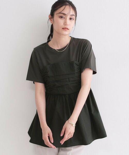 OPAQUE.CLIP / オペーク ドット クリップ カットソー | ビスチェドッキングカットソー【洗濯機OK】（チャコールグレー(514)）