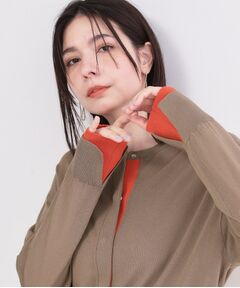 OPAQUE.CLIP / オペーク ドット クリップ カーディガン・ボレロ | 配色スナップニットカーディガン【洗濯機OK】