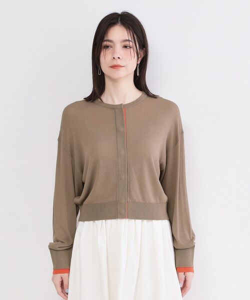 OPAQUE.CLIP / オペーク ドット クリップ カーディガン・ボレロ | 配色スナップニットカーディガン【洗濯機OK】 | 詳細13