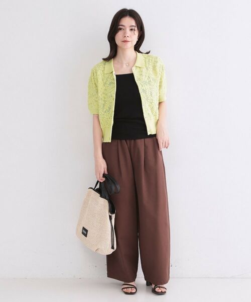 OPAQUE.CLIP / オペーク ドット クリップ カーディガン・ボレロ | 立体レースポロニットカーディガン【洗濯機OK】 | 詳細10