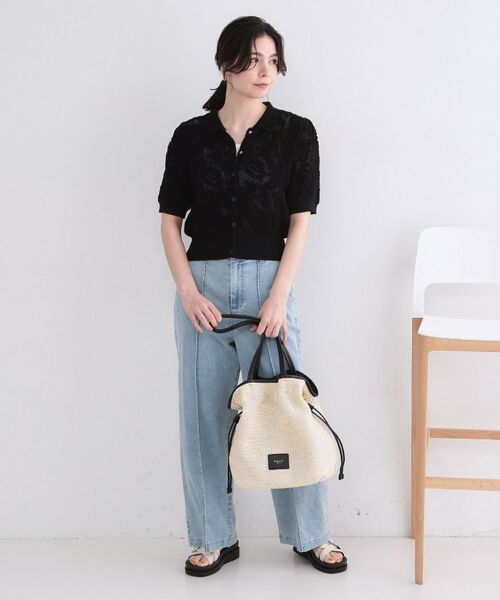 OPAQUE.CLIP / オペーク ドット クリップ カーディガン・ボレロ | 立体レースポロニットカーディガン【洗濯機OK】 | 詳細7