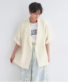 OPAQUE.CLIP / オペーク ドット クリップ テーラードジャケット | リネンライク5分袖テーラードジャケット【洗濯機OK／接触冷感／吸水速乾／防シワ】