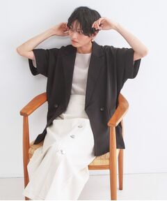 OPAQUE.CLIP / オペーク ドット クリップ テーラードジャケット | リネンライク5分袖テーラードジャケット【洗濯機OK／接触冷感／吸水速乾／防シワ】