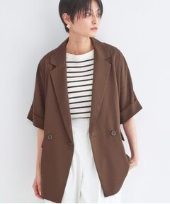 OPAQUE.CLIP / オペーク ドット クリップ テーラードジャケット | リネンライク5分袖テーラードジャケット【洗濯機OK／接触冷感／吸水速乾／防シワ】