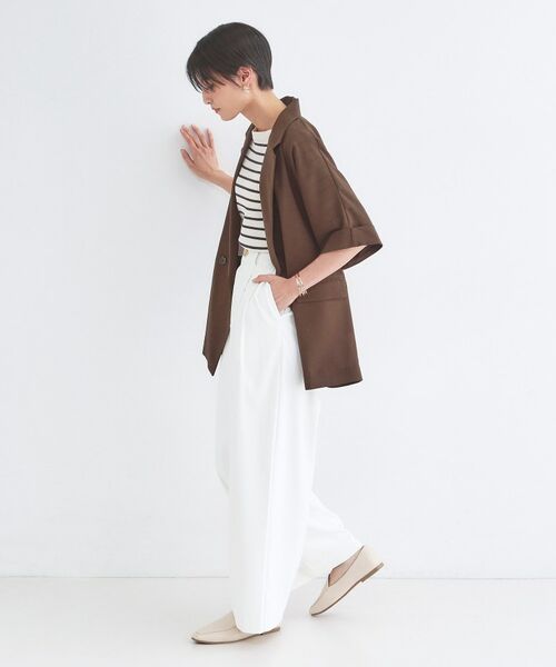 OPAQUE.CLIP / オペーク ドット クリップ テーラードジャケット | リネンライク5分袖テーラードジャケット【洗濯機OK／接触冷感／吸水速乾／防シワ】 | 詳細11