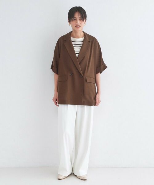 OPAQUE.CLIP / オペーク ドット クリップ テーラードジャケット | リネンライク5分袖テーラードジャケット【洗濯機OK／接触冷感／吸水速乾／防シワ】 | 詳細12