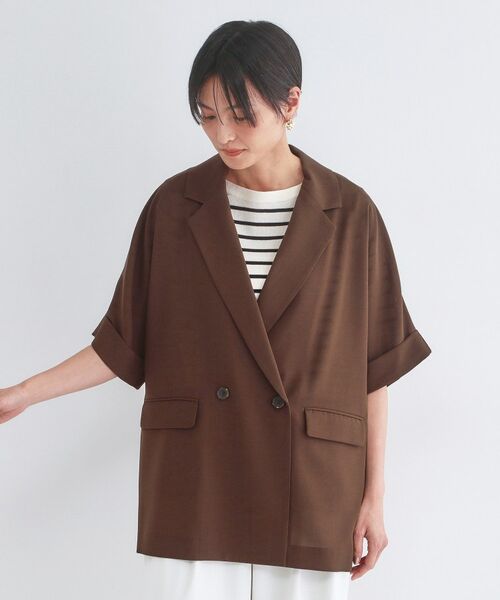 OPAQUE.CLIP / オペーク ドット クリップ テーラードジャケット | リネンライク5分袖テーラードジャケット【洗濯機OK／接触冷感／吸水速乾／防シワ】 | 詳細14