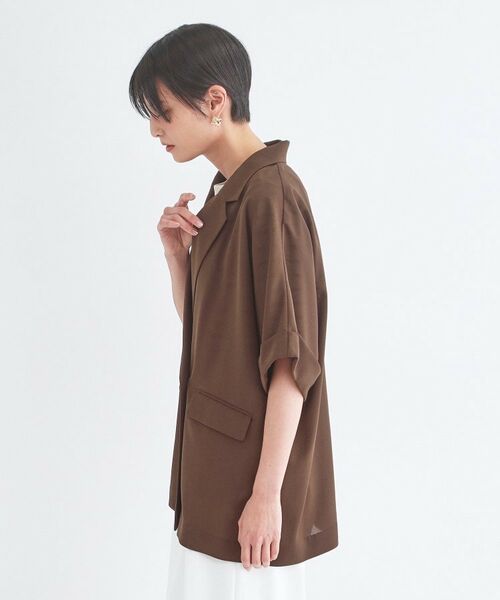 OPAQUE.CLIP / オペーク ドット クリップ テーラードジャケット | リネンライク5分袖テーラードジャケット【洗濯機OK／接触冷感／吸水速乾／防シワ】 | 詳細15