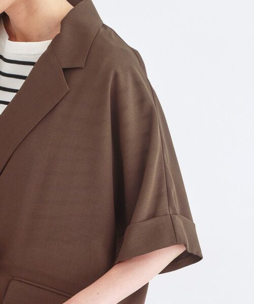 OPAQUE.CLIP / オペーク ドット クリップ テーラードジャケット | リネンライク5分袖テーラードジャケット【洗濯機OK／接触冷感／吸水速乾／防シワ】 | 詳細18