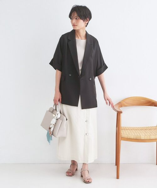 OPAQUE.CLIP / オペーク ドット クリップ テーラードジャケット | リネンライク5分袖テーラードジャケット【洗濯機OK／接触冷感／吸水速乾／防シワ】 | 詳細6