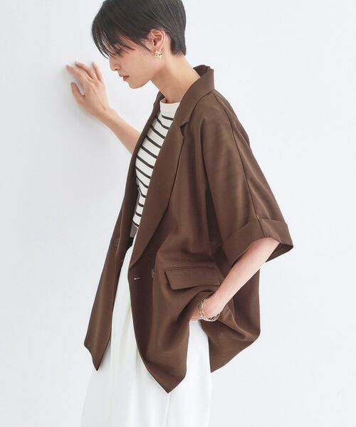 OPAQUE.CLIP / オペーク ドット クリップ テーラードジャケット | リネンライク5分袖テーラードジャケット【洗濯機OK／接触冷感／吸水速乾／防シワ】 | 詳細9