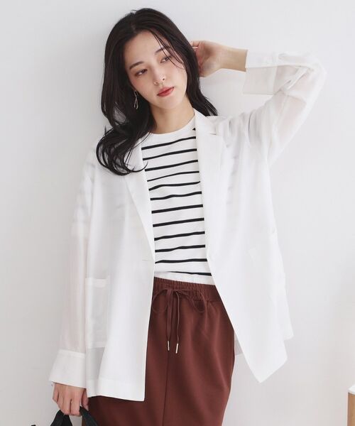 OPAQUE.CLIP / オペーク ドット クリップ テーラードジャケット | 2WAYスリーブシアーテーラードジャケット【洗濯機OK】（ホワイト(001)）