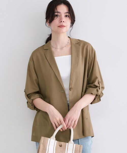 OPAQUE.CLIP / オペーク ドット クリップ テーラードジャケット | 2WAYスリーブシアーテーラードジャケット【洗濯機OK】（ブラウン(043)）