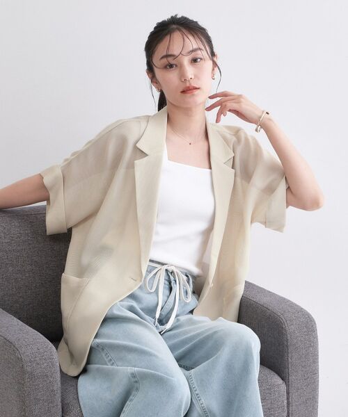 OPAQUE.CLIP / オペーク ドット クリップ テーラードジャケット | メッシュテーラードジャケット【洗濯機洗い可】（ライトベージュ(051)）