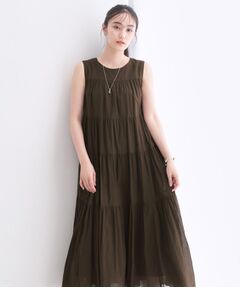 OPAQUE.CLIP / オペーク ドット クリップ ロング・マキシ丈ワンピース | ティアードサマードレス／オーガニックコットン混【洗濯機OK】