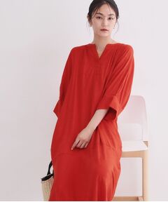 OPAQUE.CLIP / オペーク ドット クリップ ロング・マキシ丈ワンピース | レーヨン／麻キーネックロングワンピース【洗える】