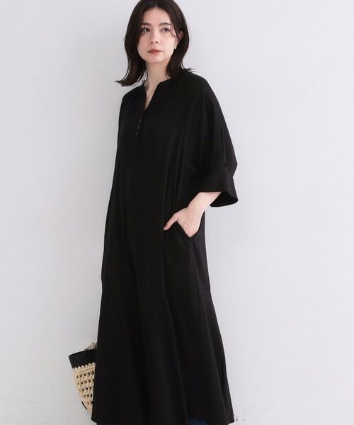 OPAQUE.CLIP / オペーク ドット クリップ ロング・マキシ丈ワンピース | レーヨン／麻キーネックロングワンピース【洗える】 | 詳細1