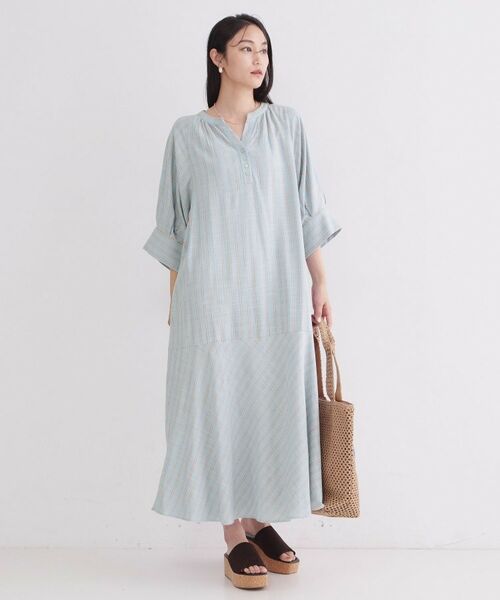 OPAQUE.CLIP / オペーク ドット クリップ ロング・マキシ丈ワンピース | レーヨン／麻キーネックロングワンピース【洗える】 | 詳細10