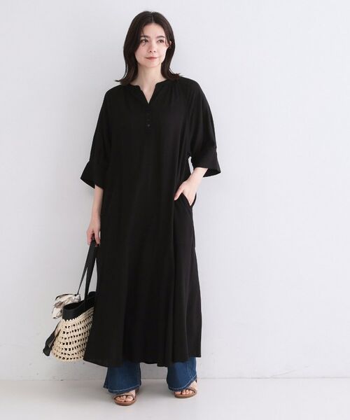 OPAQUE.CLIP / オペーク ドット クリップ ロング・マキシ丈ワンピース | レーヨン／麻キーネックロングワンピース【洗える】 | 詳細2