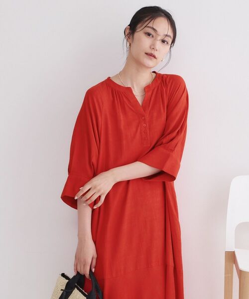 OPAQUE.CLIP / オペーク ドット クリップ ロング・マキシ丈ワンピース | レーヨン／麻キーネックロングワンピース【洗える】 | 詳細5