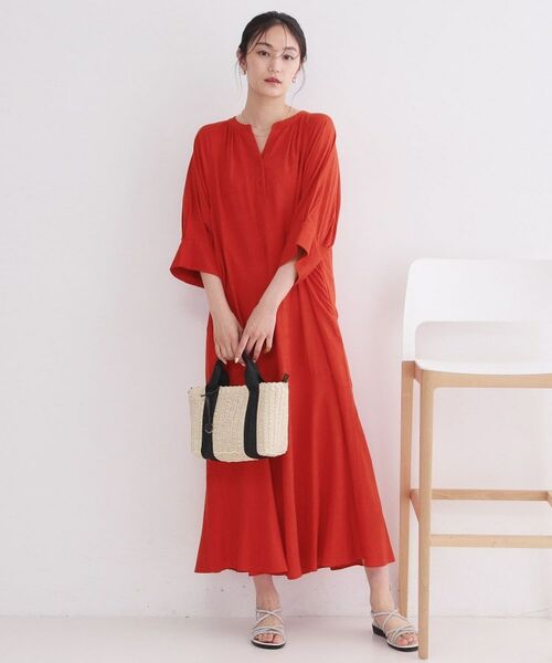 OPAQUE.CLIP / オペーク ドット クリップ ロング・マキシ丈ワンピース | レーヨン／麻キーネックロングワンピース【洗える】 | 詳細6