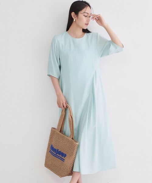 OPAQUE.CLIP / オペーク ドット クリップ ロング・マキシ丈ワンピース | 切り替えデザインフレアワンピース【洗濯機OK】（サックスブルー(090)）