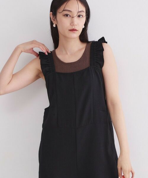 OPAQUE.CLIP / オペーク ドット クリップ サロペット・オールインワン | フリルショルダーサロペット【洗濯機OK】（ブラック(019)）