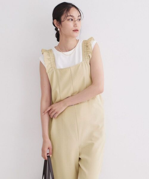 OPAQUE.CLIP / オペーク ドット クリップ サロペット・オールインワン | フリルショルダーサロペット【洗濯機OK】（ライトベージュ(051)）