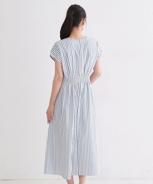 OPAQUE.CLIP / オペーク ドット クリップ ロング・マキシ丈ワンピース | ストライプ Vネックウエストタックワンピース【イージーアイロン/洗濯機OK】 | 詳細11