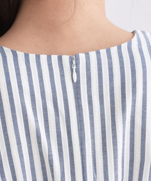 OPAQUE.CLIP / オペーク ドット クリップ ロング・マキシ丈ワンピース | ストライプ Vネックウエストタックワンピース【イージーアイロン/洗濯機OK】 | 詳細13