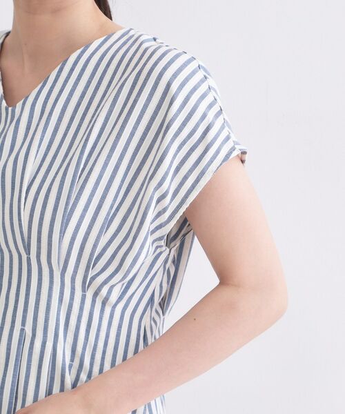 OPAQUE.CLIP / オペーク ドット クリップ ロング・マキシ丈ワンピース | ストライプ Vネックウエストタックワンピース【イージーアイロン/洗濯機OK】 | 詳細14