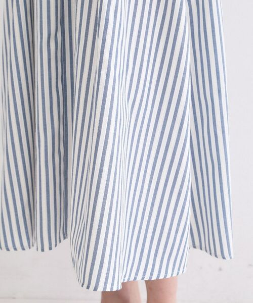 OPAQUE.CLIP / オペーク ドット クリップ ロング・マキシ丈ワンピース | ストライプ Vネックウエストタックワンピース【イージーアイロン/洗濯機OK】 | 詳細16