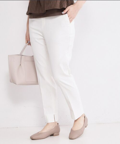 OPAQUE.CLIP / オペーク ドット クリップ パンツ | ハイストレッチスティックパンツ／ストライプアソート【洗濯機OK／透け防止／接触冷感】（ホワイト(001)）