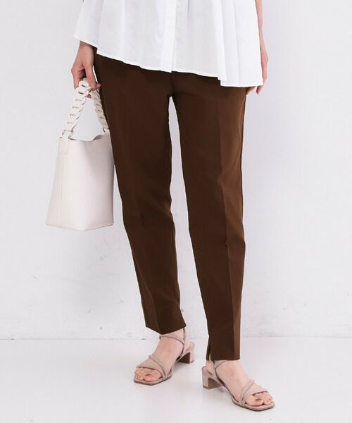 OPAQUE.CLIP / オペーク ドット クリップ パンツ | ハイストレッチスティックパンツ／ストライプアソート【洗濯機OK／透け防止／接触冷感】（ブラウン(044)）