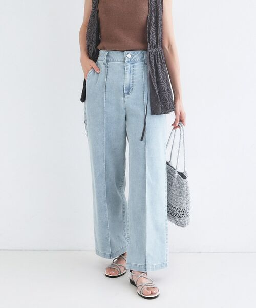 OPAQUE.CLIP / オペーク ドット クリップ デニムパンツ | ライトオンスデニムワイドパンツ【洗濯機OK】(サックスブルー(090))