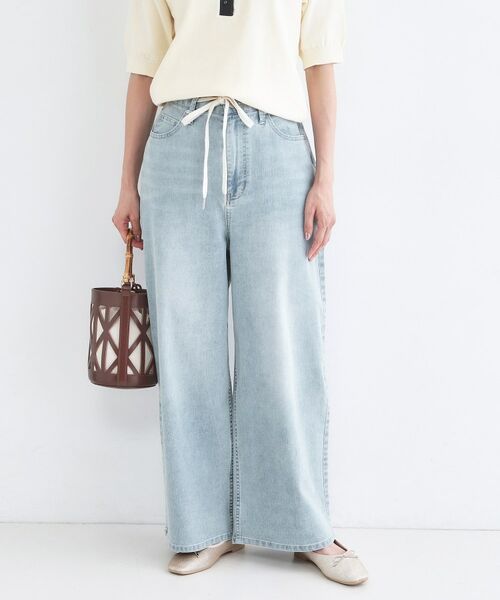 OPAQUE.CLIP / オペーク ドット クリップ デニムパンツ | ライトオンスデニムイージーワイドパンツ【洗濯機OK】(サックスブルー(090))