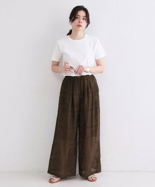 OPAQUE.CLIP / オペーク ドット クリップ パンツ | カットワーク刺繍イージーワイドパンツ／セットアップ対応可【洗濯機OK】 | 詳細10